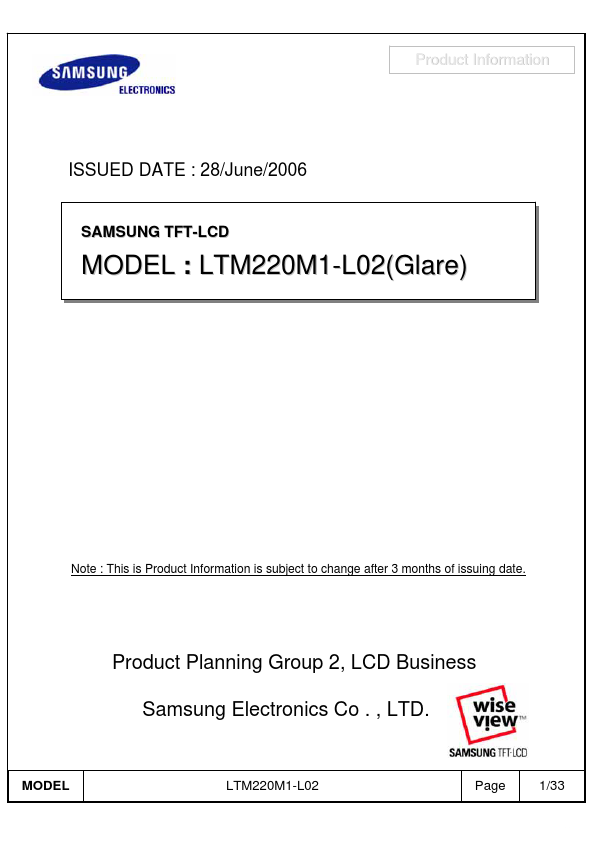 LTM220M1-L02 Samsung