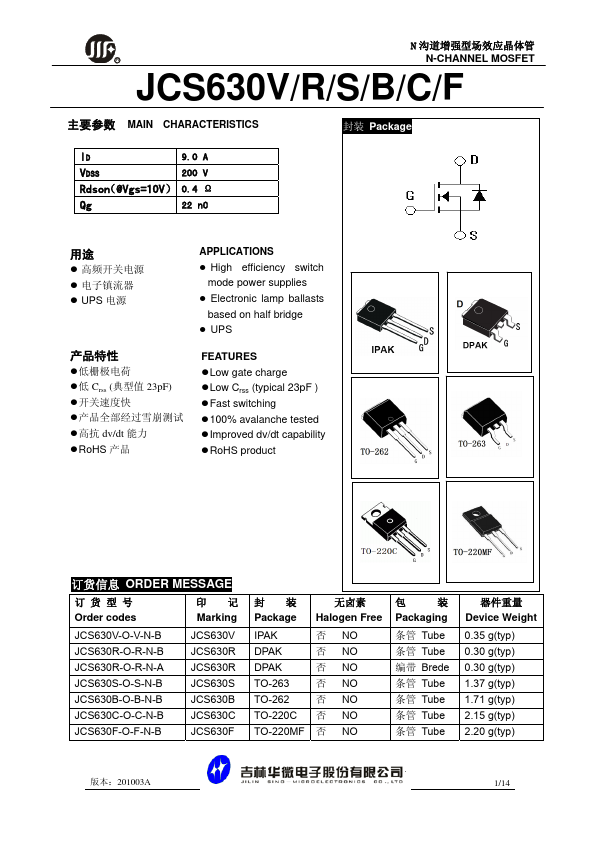 JCS630S JILIN SINO-MICROELECTRONICS