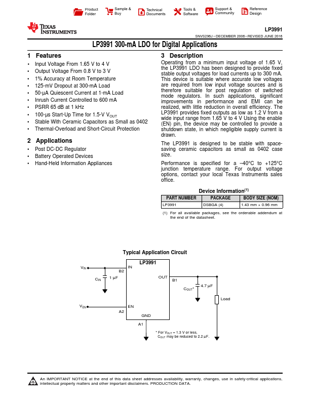 LP3991 Texas Instruments