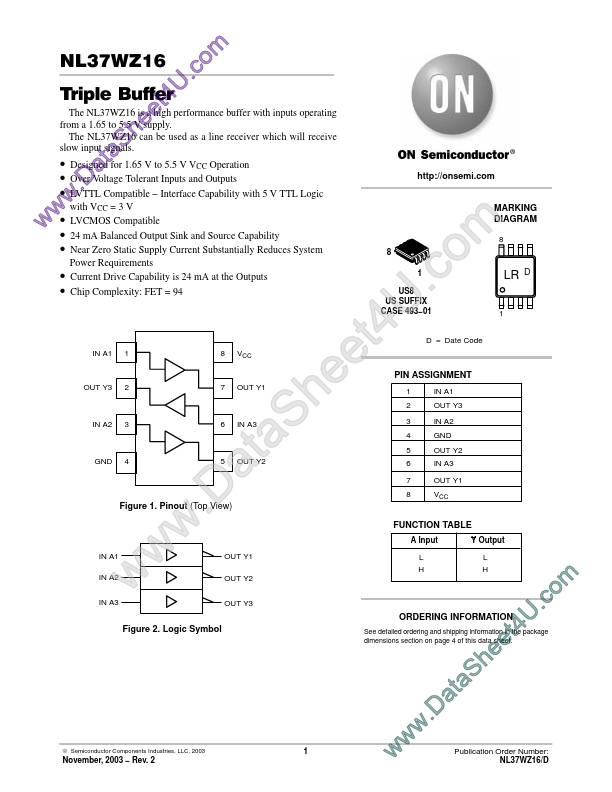 NL37WZ16 ON Semiconductor