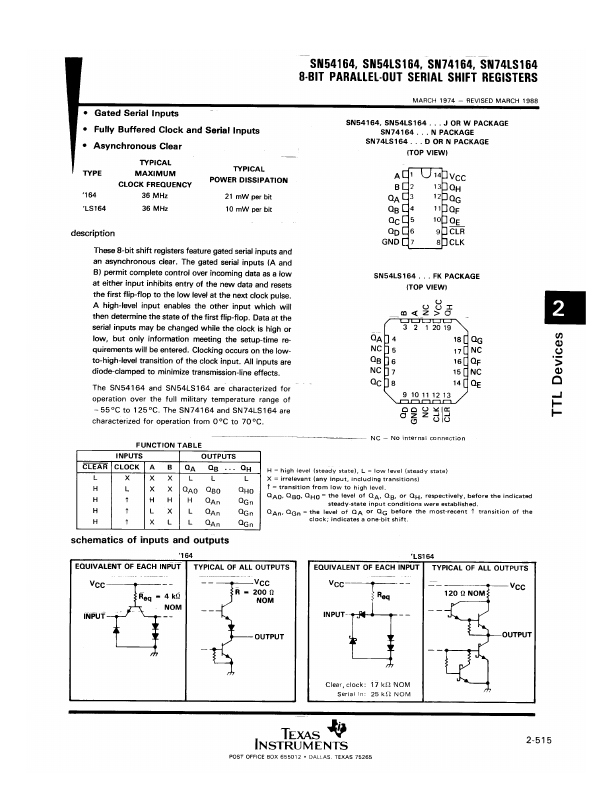 SN74LS164 Texas Instruments