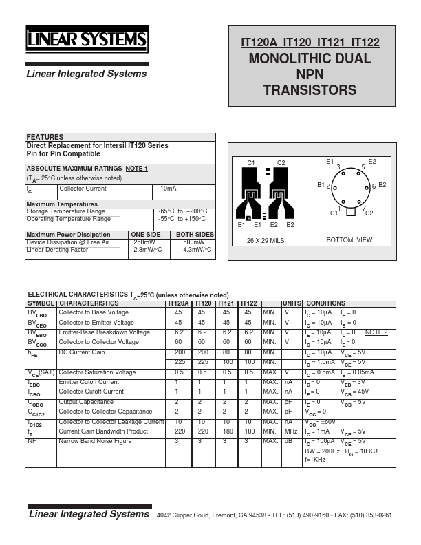 IT120 Linear Integrated Systems