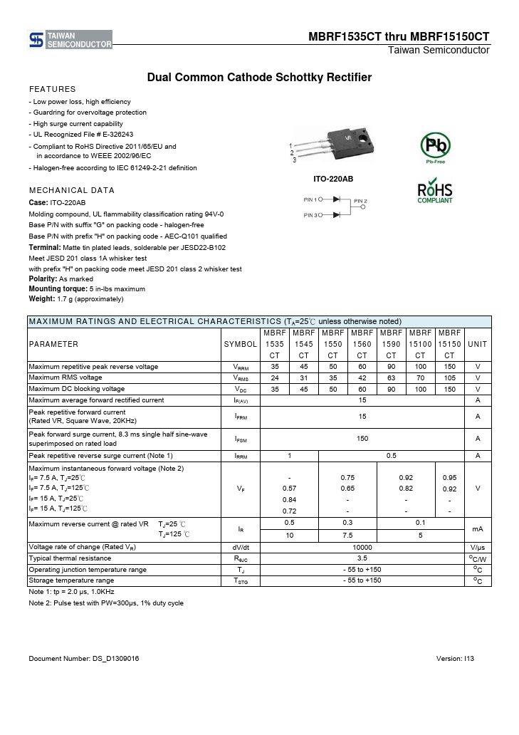 MBRF15100CT Taiwan Semiconductor