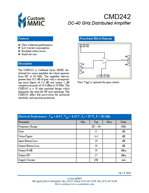 CMD242 Custom MMIC