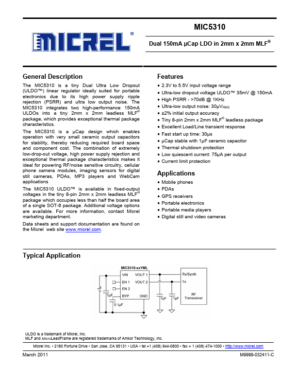 MIC5310 Micrel Semiconductor