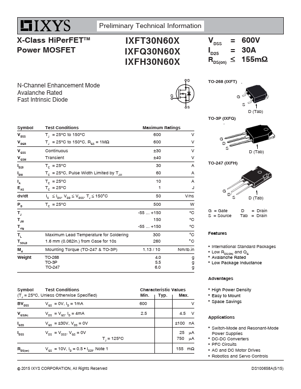 IXFT30N60X