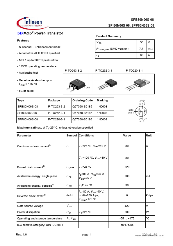 SPB80N06S-08