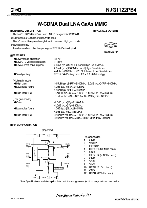 <?=NJG1122PB4?> डेटा पत्रक पीडीएफ