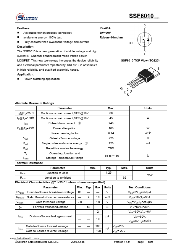 SSF6010 Silikron Semiconductor Co
