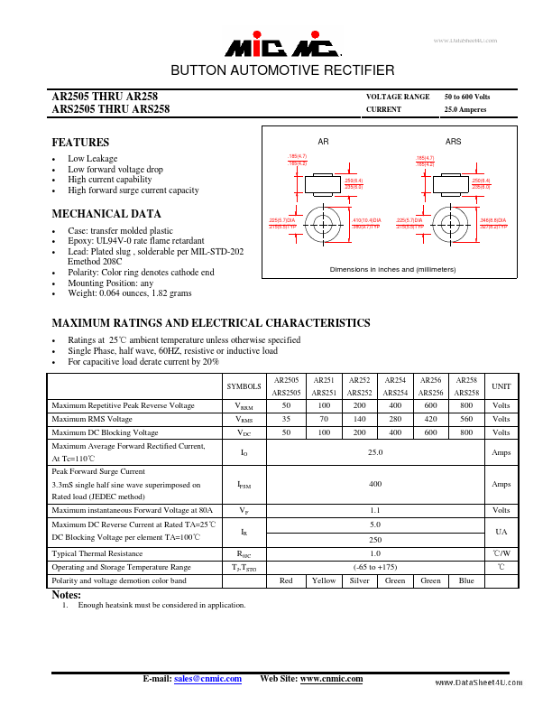 AR2505 MIC GROUP RECTIFIERS