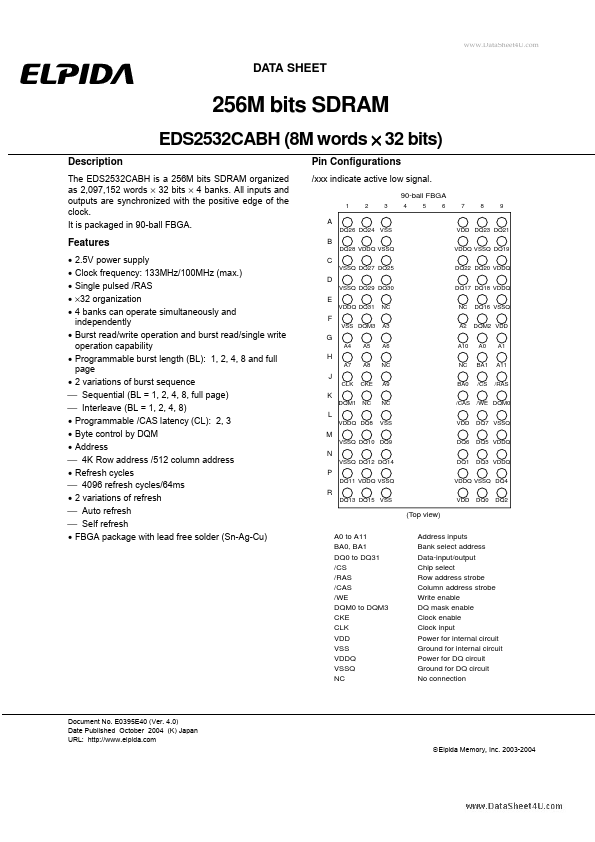 <?=EDS2532CABH?> डेटा पत्रक पीडीएफ