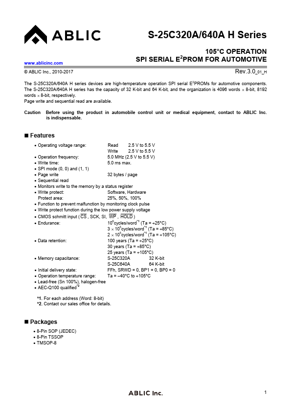 S-25C320AxxH ABLIC