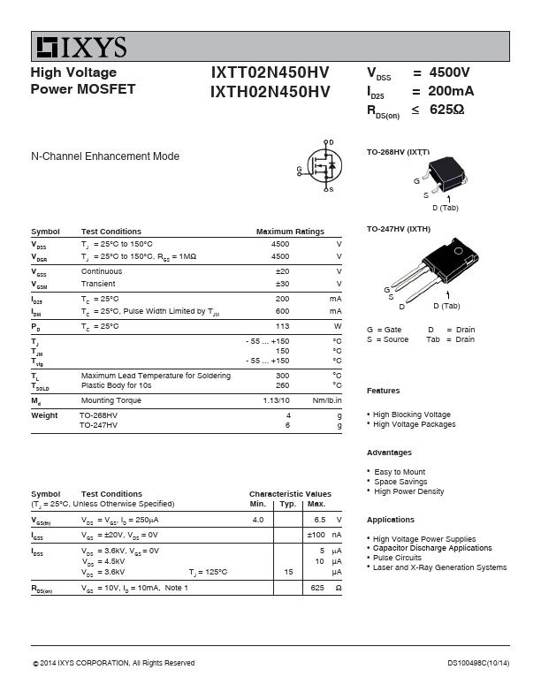 IXTT02N450HV