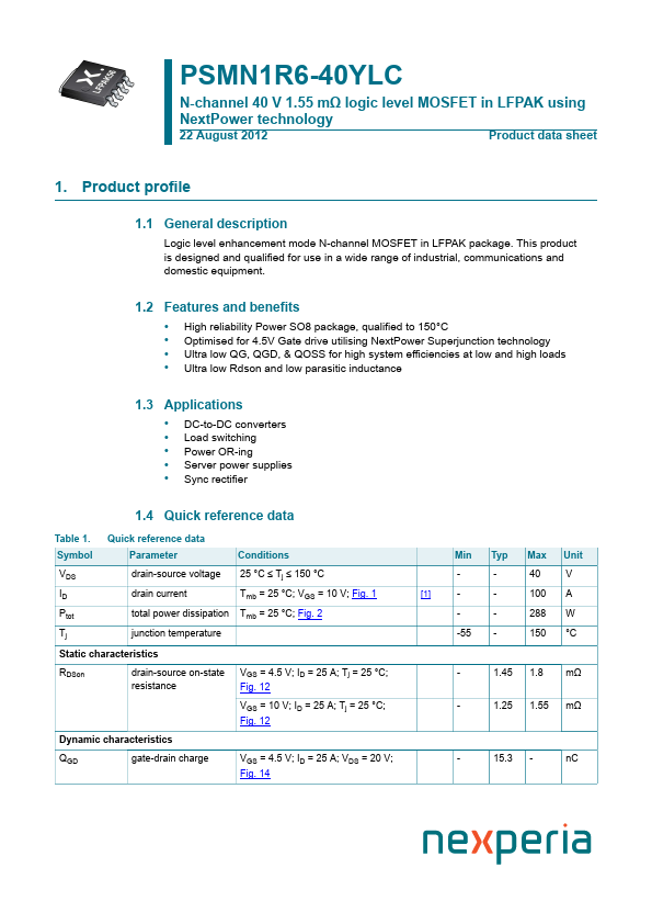 PSMN1R6-40YLC