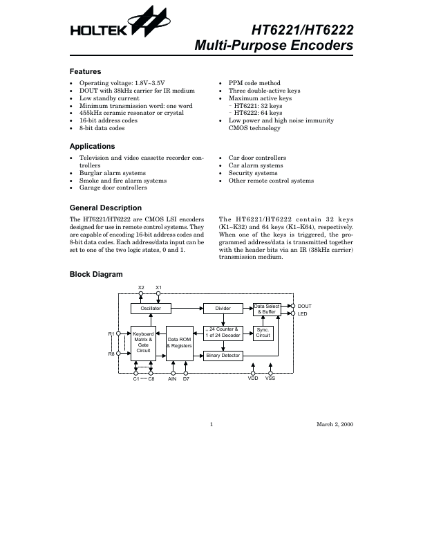 HT6222 Holtek Semiconductor Inc