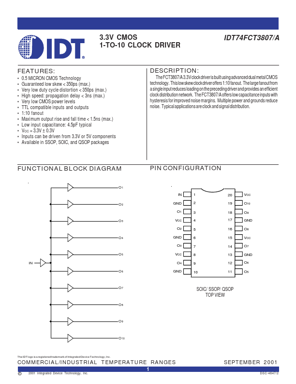 IDT74FCT3807 Integrated Device Technology