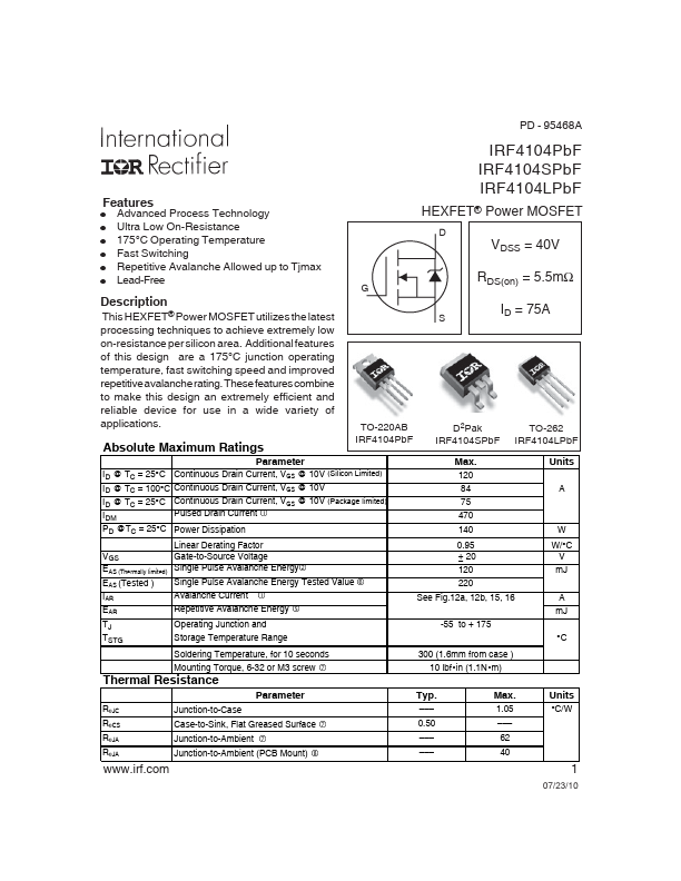 IRF4104LPbF