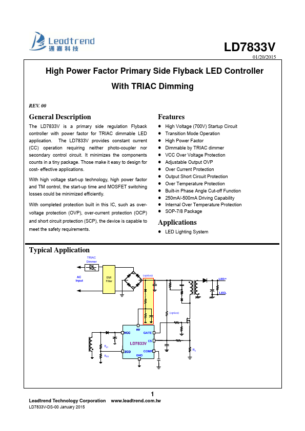 LD7833V Leadtrend Technology