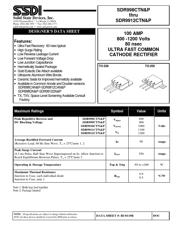 <?=SDR9912CTP?> डेटा पत्रक पीडीएफ