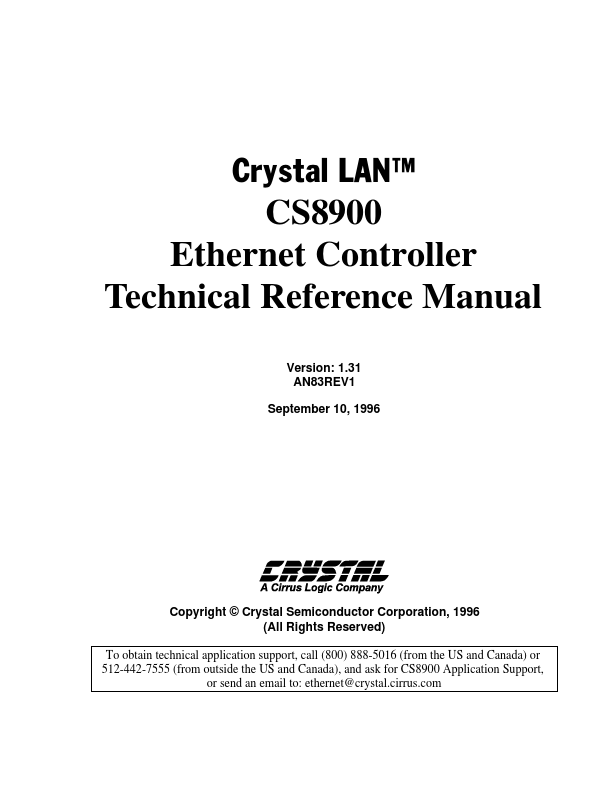 CS8900 Crystal Semiconductor