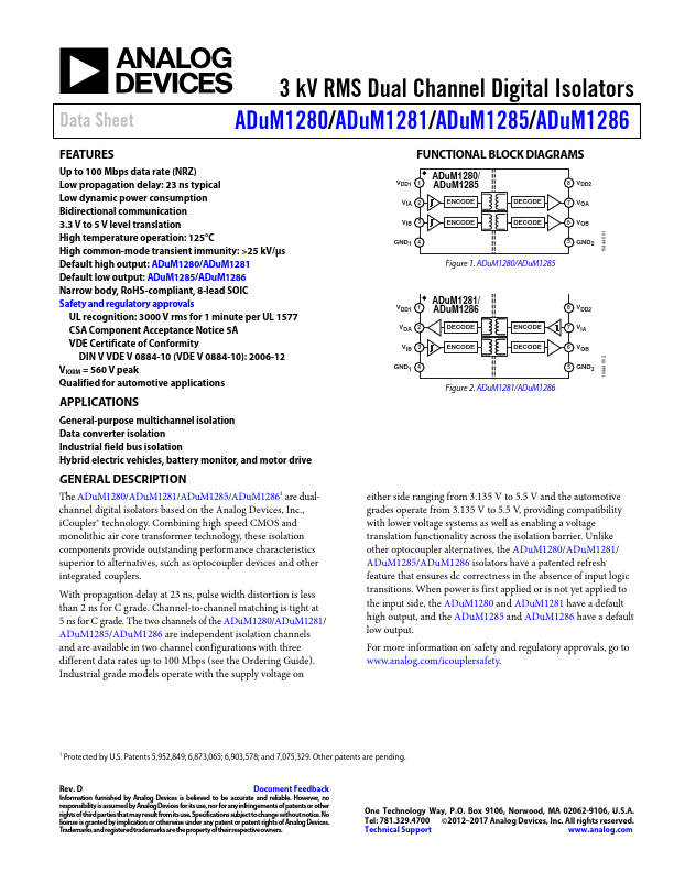 ADuM1285 Analog Devices