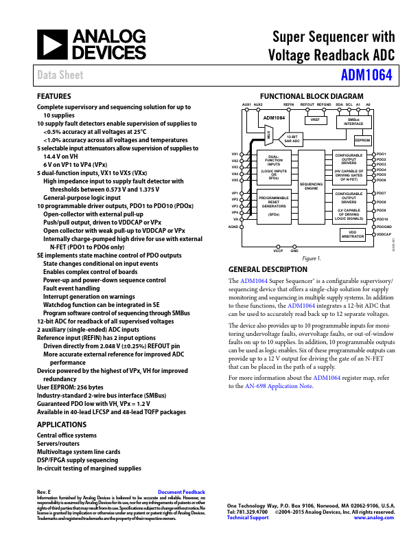 <?=ADM1064?> डेटा पत्रक पीडीएफ