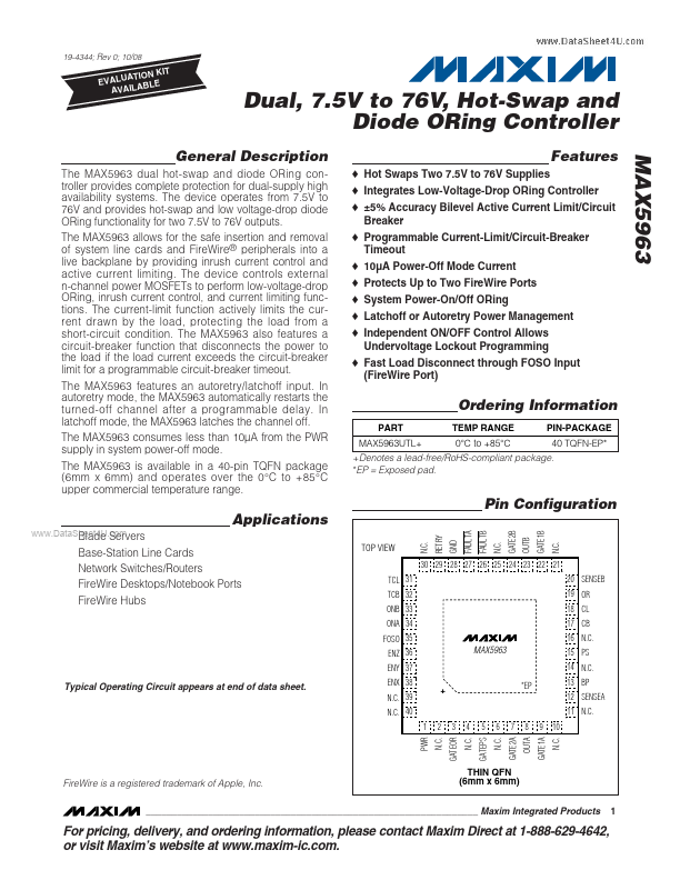<?=MAX5963?> डेटा पत्रक पीडीएफ