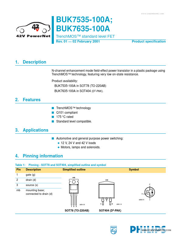 <?=BUK7635-100A?> डेटा पत्रक पीडीएफ
