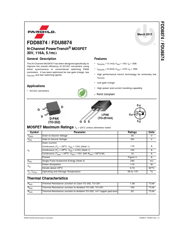 FDD8874 Fairchild Semiconductor