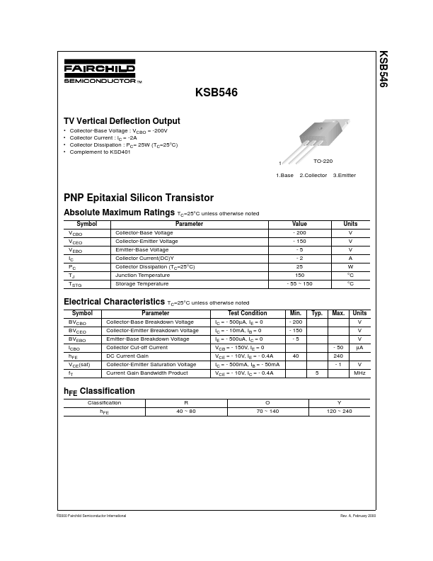 KSB546 Fairchild Semiconductor