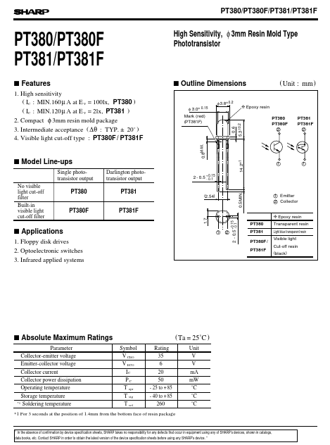 PT380F Sharp Electrionic Components