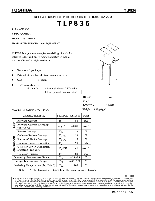 TLP836 Toshiba Semiconductor