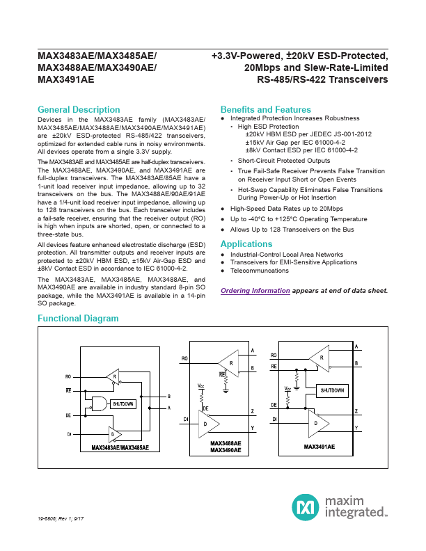 MAX3488AE Maxim Integrated