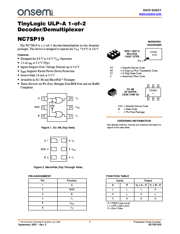 NC7SP19 ON Semiconductor
