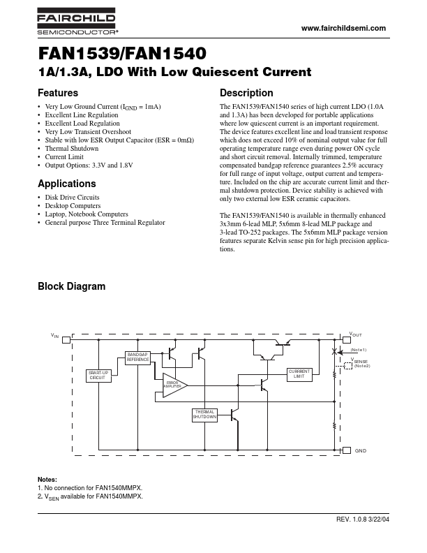 FAN1540 Fairchild Semiconductor