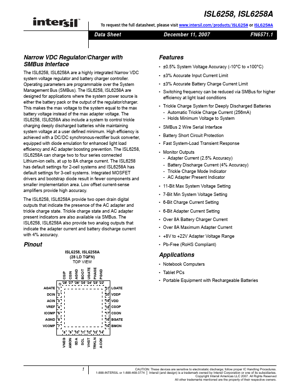 <?=ISL6258A?> डेटा पत्रक पीडीएफ