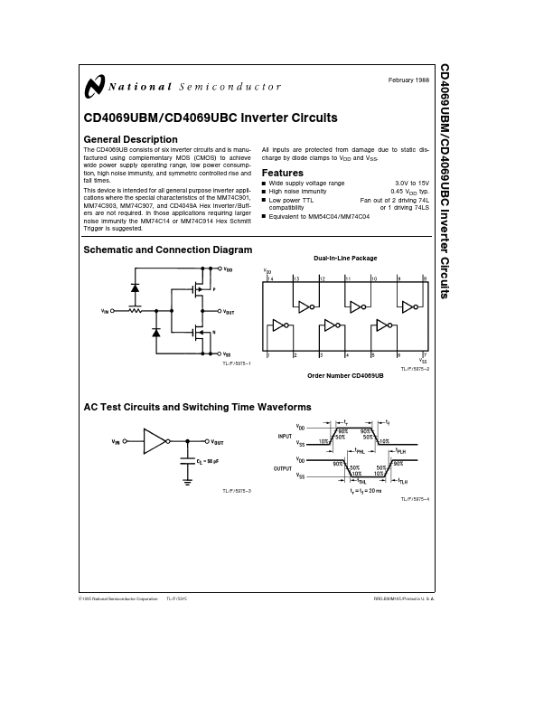 CD4069UBC National Semiconductor