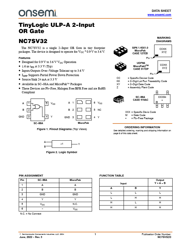 NC7SV32 ON Semiconductor