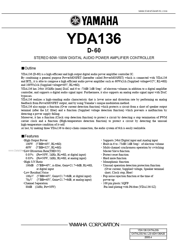 YDA136 YAMAHA CORPORATION