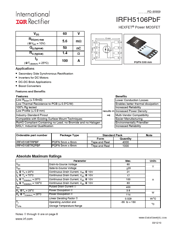 IRFH5106PBF International Rectifier