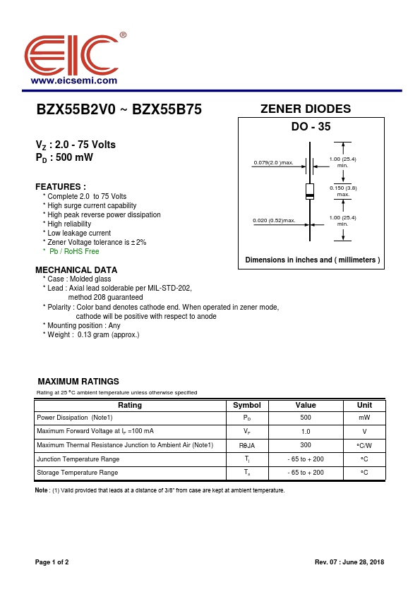 BZX55B39 EIC