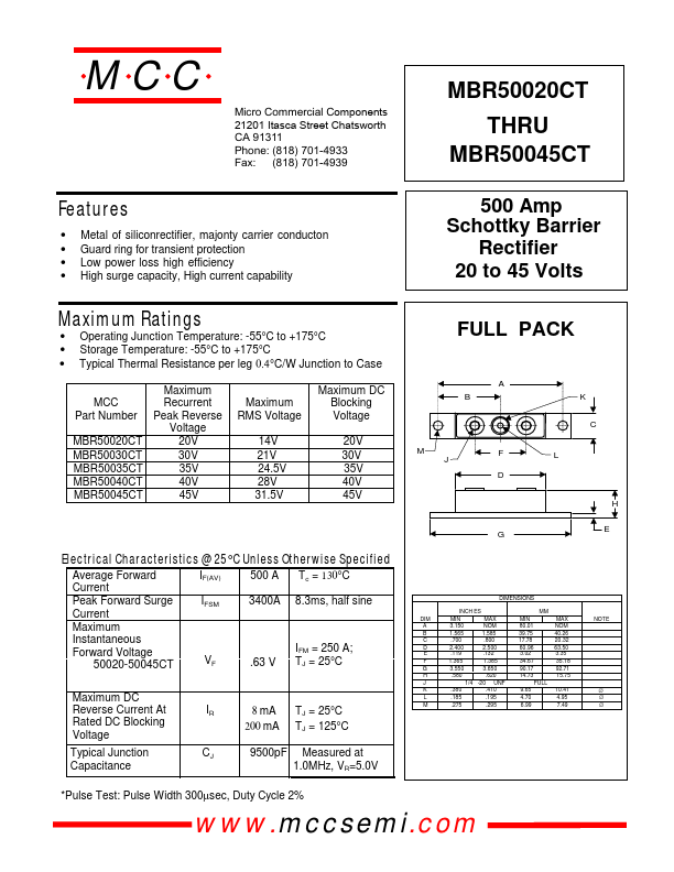 MBR50045CT Micro Commercial Components