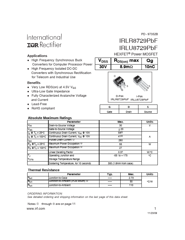 IRLR8729PBF International Rectifier