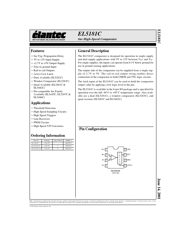 EL5181C Elantec Semiconductor