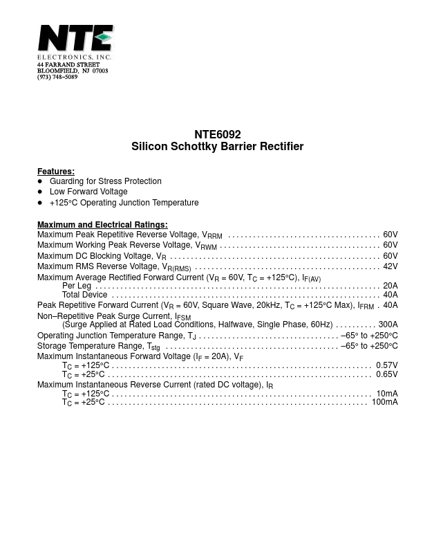 NTE6092 NTE Electronics