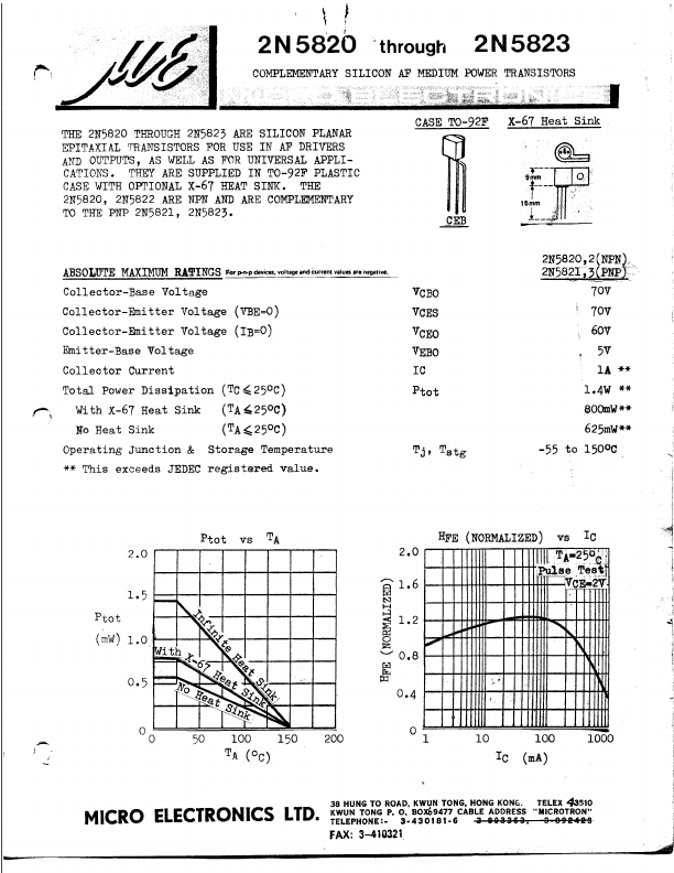 2N5823 Micro Electronics