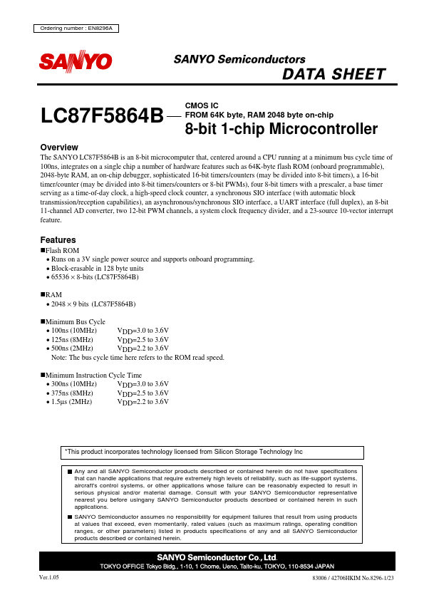 <?=LC87F5864B?> डेटा पत्रक पीडीएफ