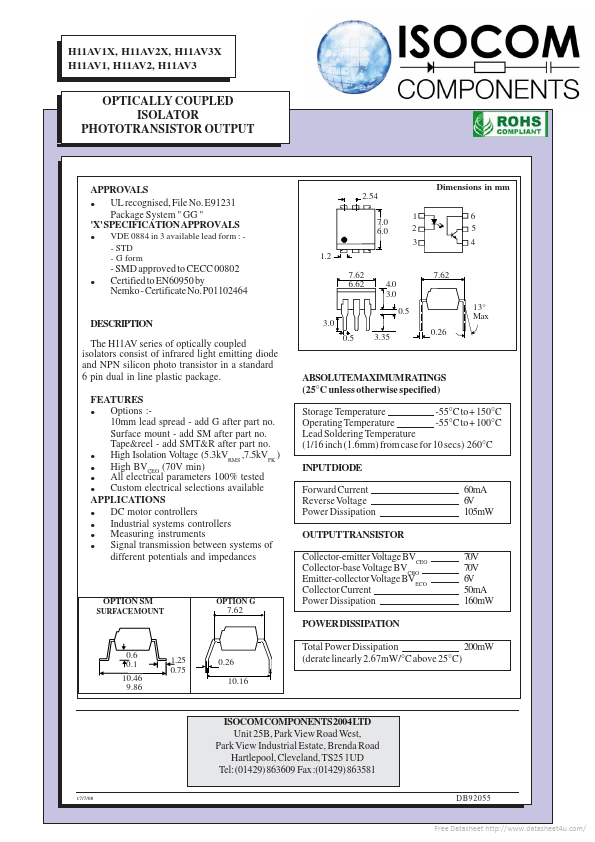 H11AV2 ISOCOM