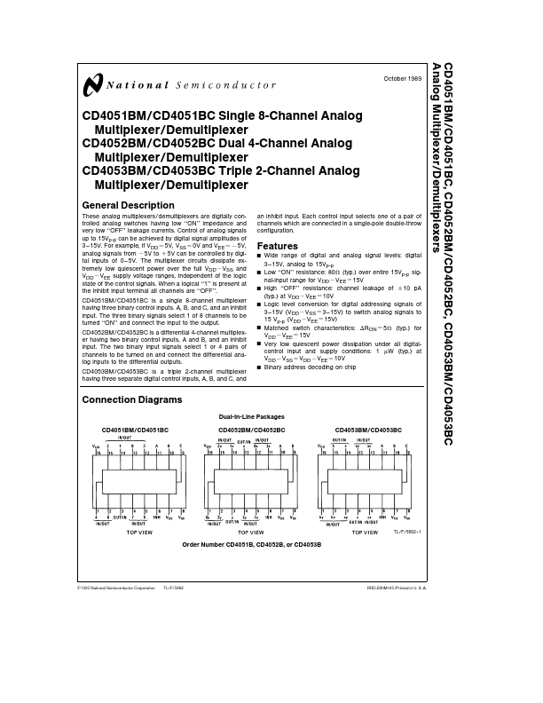 CD4052BM National Semiconductor