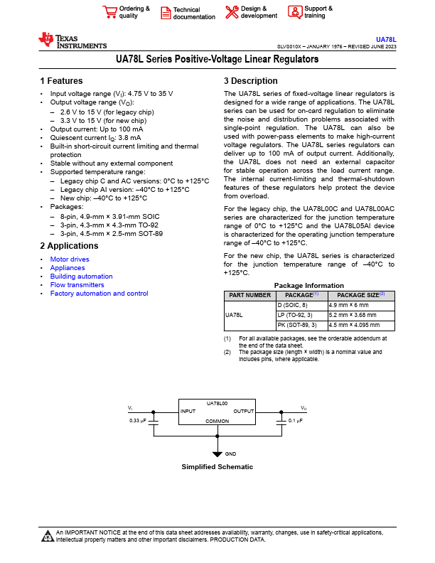 UA78L09A Texas Instruments